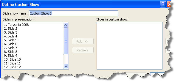 Custom show dialogue
