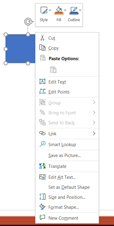 Right Click normal menu