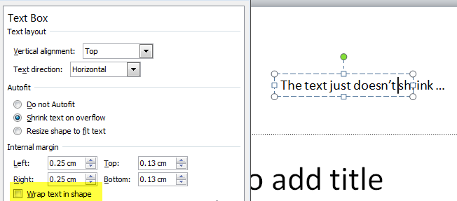 Shrink text fails